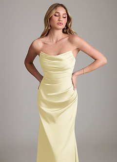 Azazie Lucille Bridesmaid Dresses Lemon Sorbet Mermaid Strapless Stretch Satin Convertible Dress image6