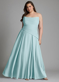 Azazie Gabriela Brautjungfernkleider A-Linie Korsett Chiffon Kleid Seegrün image15