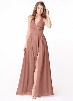 Azazie Gianni Bridesmaid Dresses Cedar Rose A-Line Pleated Chiffon Dress image3