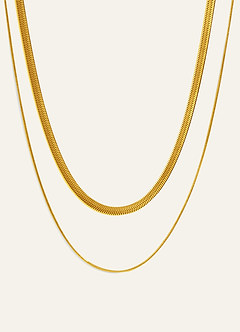 front Two Layered Snake Chain Necklace