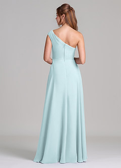 Azazie Melanie 신부 들러리 드레스 A라인 오프 더 숄더 쉬폰 바닥 길이 드레스 image6