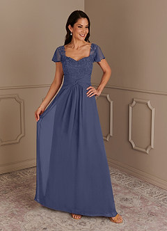 Azazie Gwenyth Mother of the Bride Dresses Stormy A-Line Lace Chiffon Dress image1