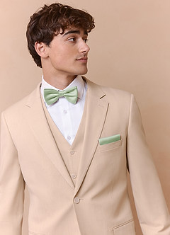 front Matte Satin Bow Tie and Pocket Square Set