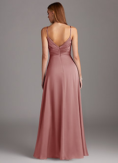 Azazie Calissa Bridesmaid Dresses Dusty Rose A-Line V-Neck Pleated Stretch Satin Dress image2