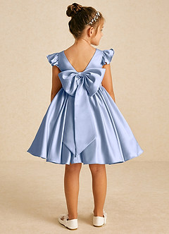 Azazie Tootsie Flower Girl Dresses Ice A-Line Bow Matte Satin Dress image2