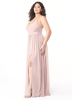 Azazie Aaida Bridesmaid Dresses Blushing Pink A-Line Corset Chiffon Dress image9