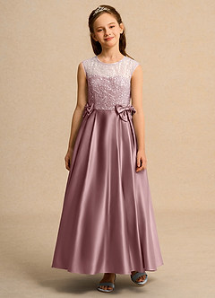 Azazie Candy Girl Jurken voor bloemenmeisjes Baljurk Jurk van Mat Satijn Boog Stoffige Roos image6