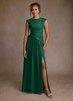 Azazie Kalleen Kleider für die Brautmutter A-Linie Plissee Chiffon Kleid Smaragd image5