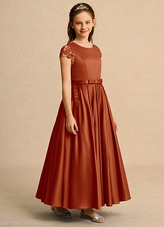 Azazie Bunny Junior Formal Jurken voor bloemenmeisjes Baljurk Jurk van Kant Paprika image5