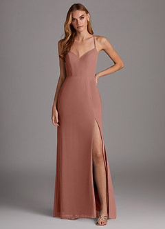 Azazie Manila Bridesmaid Dresses Cedar Rose Sheath V-Neck Chiffon Dress image1