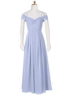 Azazie Kaitlynn Junior Ice A-Line Off the Shoulder Chiffon Dress image10