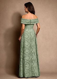 Azazie New Britain Mother of the Bride Dresses Dusty Sage A-Line Pleated Floral Burnout Dress image3