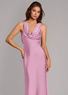 Azazie Cheryl Vestidos de damas de honor Vestido de Rosa Caramelo de Satén Elástico de Corte Sirena image6