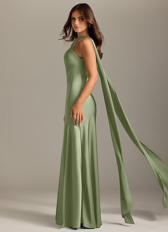 Azazie Kinsley Kleider zum Anprobieren zu Hause Meerjungfrau-Linie Seitliche Cut-Outs Stretch-Satin Kleid Schwarz image4
