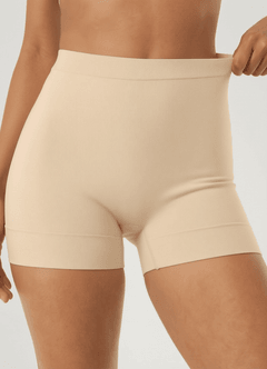 front Nahtlose, dehnbare Shapewear-Shorts mit mittelhohem Bund und Bauchkontrolle