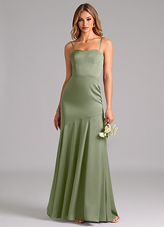 Azazie Shiloh Bridesmaid Dresses Pistachio Mermaid Strapless Stretch Satin Convertible Dress image2