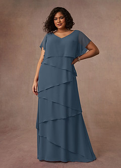 Azazie OHara Mother of the Bride Dresses Neptune A-Line V-Neck Chiffon Dress image12