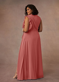 Azazie Narine 신부의 어머니 드레스 A라인 주름진 쉬폰 플로어 길이 드레스 image10