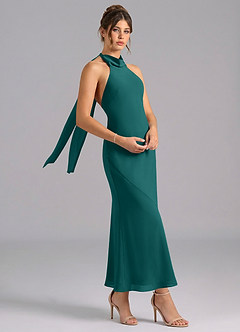 Azazie Velli Suknie dla druhen Syrena Wysoka Kołnierz Szyfon Długość kostki Sukienka image3