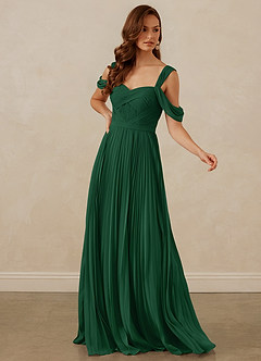 Christian Siriano Bridal for Azazie 1013 Bridesmaid Dresses Dark Green A-Line Off the Shoulder Chiffon Dress image7