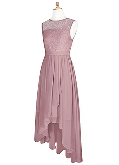 Azazie Roslin A-Line Lace Chiffon Asymmetrical Junior Bridesmaid Dress image7
