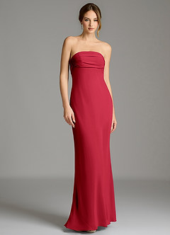 Azazie Ailanie Jurken voor bruidsmeisjes Jurk van Chiffon met Zeemeermin Strapless Scharlaken image1