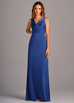 Azazie Wrenlee Bridesmaid Dresses Royal Blue A-Line Stretch Satin Dress image6