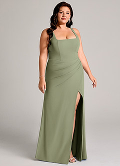 Azazie Mero Bridesmaid Dresses Pistachio Sheath Pleated Chiffon Dress image13