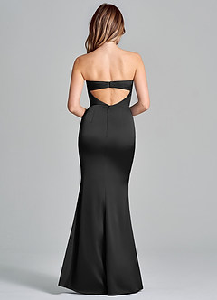 Azazie Olea 신부 들러리 드레스 인어 스트랩리스 스트레치 새틴 바닥 길이 드레스 image4