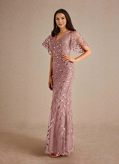 Azazie Milan Mother of the Bride Dresses Dusty Rose Sheath Sequins Dress image2