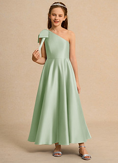 Azazie Guppy Junior Formal Flower Girl Klänningar Klä A-Line i Matt satäng Ena axeln image3