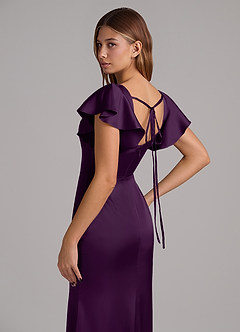 Azazie Elkie Bridesmaid Dresses Grape Mermaid Square Neckline Stretch Satin Dress image7