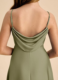 Azazie Bug Junior Pistachio A-Line Pleated Stretch Satin Dress image8