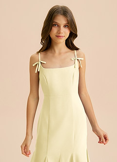 Azazie Evey Junior Abito Sirena in Chiffon Plissettato Sorbetto Al Limone image6