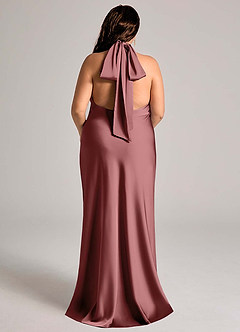 Azazie Velli Bridesmaid Dresses Amethyst Mermaid High Neck Stretch Satin Dress image7