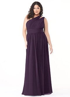 Azazie Molly Final Sale Plum A-Line One Shoulder Chiffon Dress image7