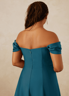 Christian Siriano Bridal for Azazie 1002 Bridesmaid Dresses Ink Blue A-Line Off the Shoulder Stretch Satin Convertible Dress image15