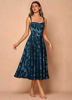 a line midi cocktail dress Madison A-Line Midi Dress Black | Wedding Guest Dress | A-Line main image 1