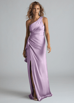 Azazie Maive Robes de demoiselle d'honneur Robe Fourreau en Satin extensible Rayé Frostiges Flieder image8