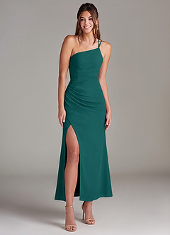 Azazie Eren Bridesmaid Dresses Peacock Mermaid One Shoulder Chiffon Dress image3