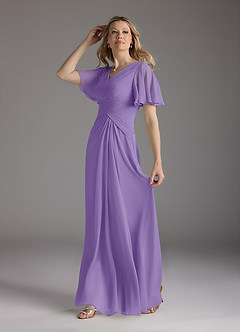 Azazie Morning Glory Mother of the Bride Dresses Tahiti A-Line V-Neck Ruched Chiffon Dress image4