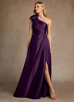 Azazie Easton Kleider für die Brautmutter A-Linie One-Shoulder Stretch-Satin Kleid Traube image4