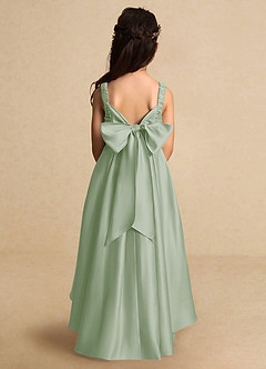 Azazie Kat Flower Girl Dresses Dusty Sage A-Line Pleated Matte Satin Dress image2
