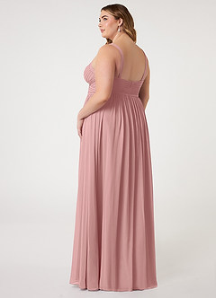 Azazie Chanel Abiti da Damigella Abito A-Line in Chiffon Plissettato Rosa Polverosa image9