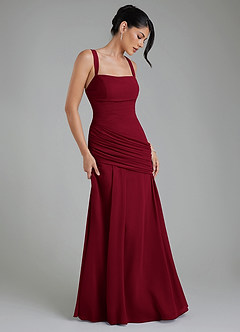 Azazie Toya Bridesmaid Dresses Burgundy A-Line Corset Chiffon Dress image5