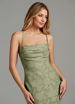 Azazie Ola Bridesmaid Dresses Pistachio Mermaid Corset Floral Burnout Dress image7