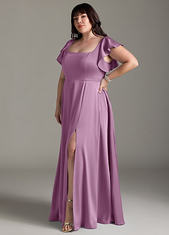 Azazie Bondi Brautjungfernkleider A-Linie Schleifen Stretch-Satin Kleid Blauregen image9