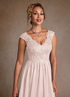 Azazie Amethyst Mother of the Bride Dresses Blushing Pink A-Line Lace Dress image6