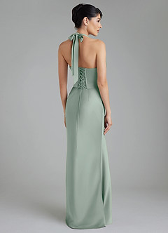 Azazie Torrance Kleider zum Anprobieren zu Hause Meerjungfrau-Linie Korsett Stretch-Satin Kleid Agave image8
