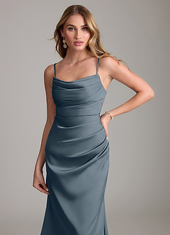 Azazie Lucille Bridesmaid Dresses Twilight Mermaid Strapless Stretch Satin Convertible Dress image5